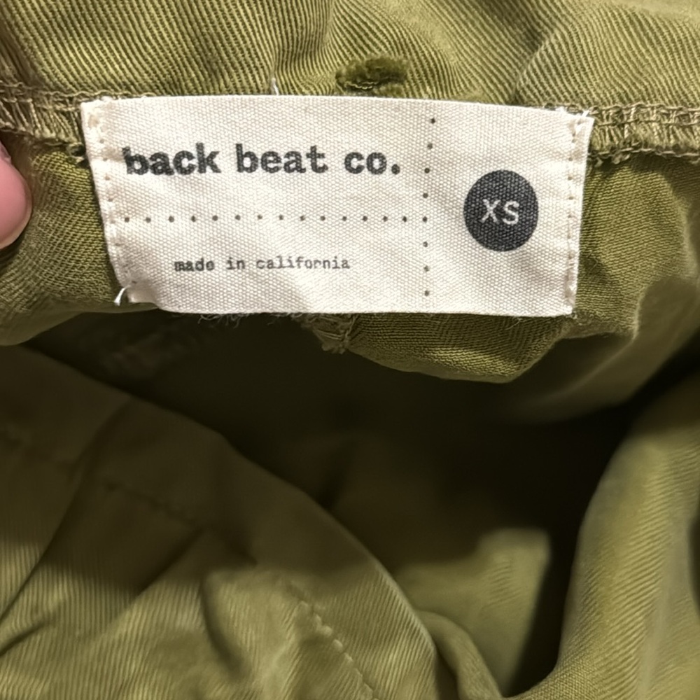 Back Beat Co Tencel Twill Lounge Wide Leg Cargo Pants Avocado Green Baggy-XS - Picture 9 of 10